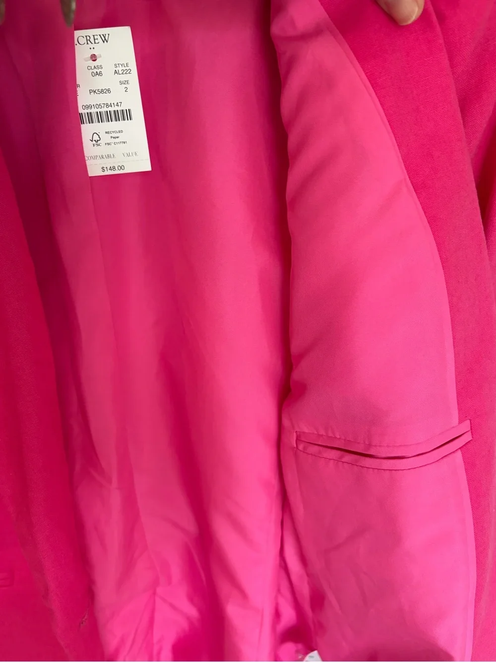 NWT J.Crew Pink Linen Cotton Holland Blazer Size 2